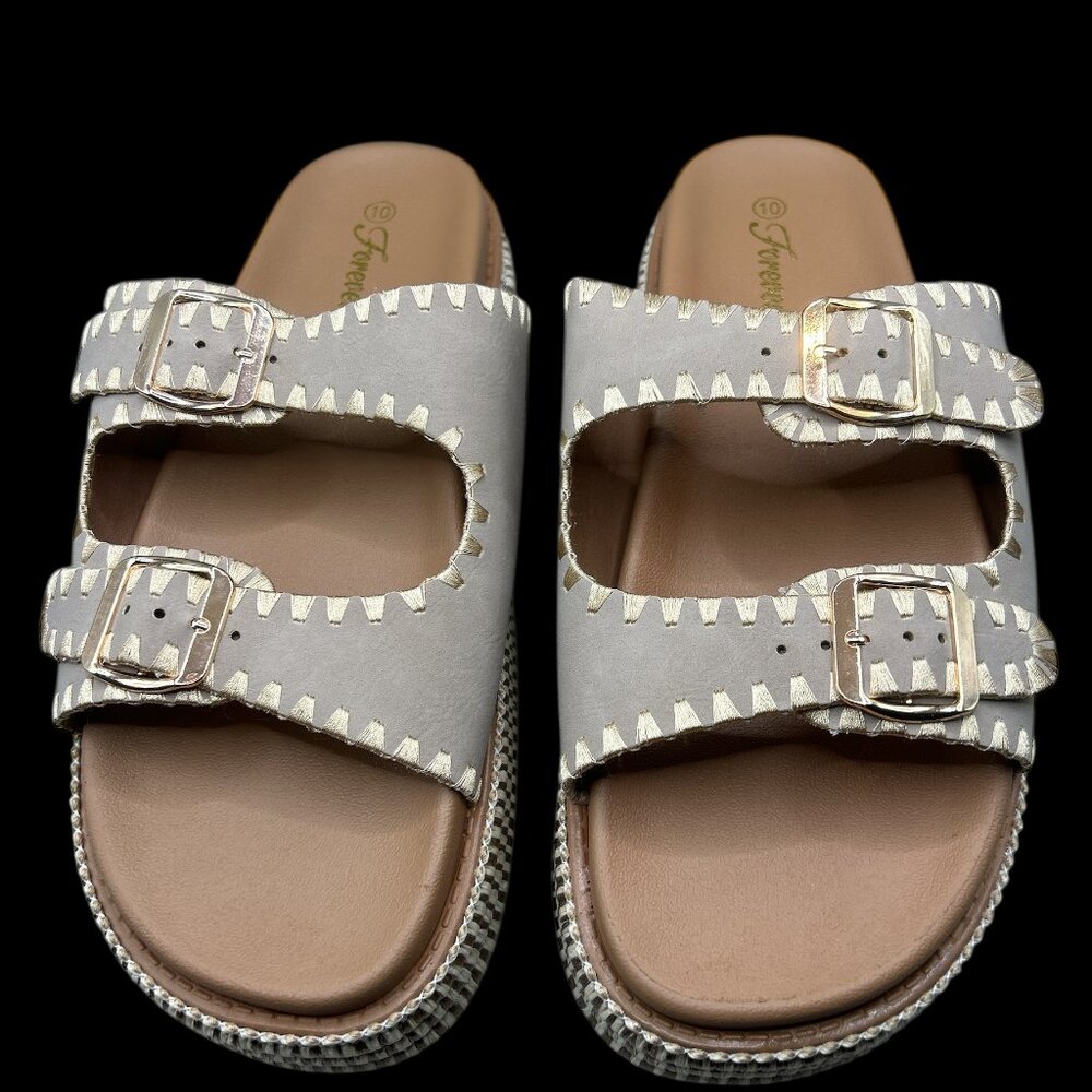 Forever BRAINY-06 Platform Sandal with Stitching - Taupe - Size 10 (NEW IN BOX)